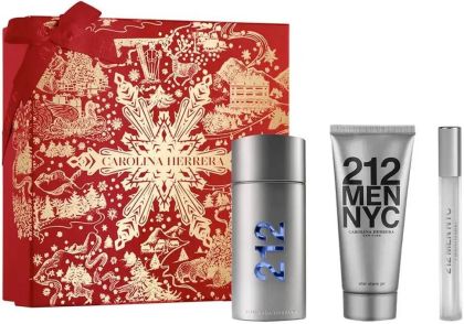 Carolina Herrera 212 Тоалетна Вода  100 мл + 10 мл + Афтършейв Гел 100 мл – Подаръчен Комплект за Мъже